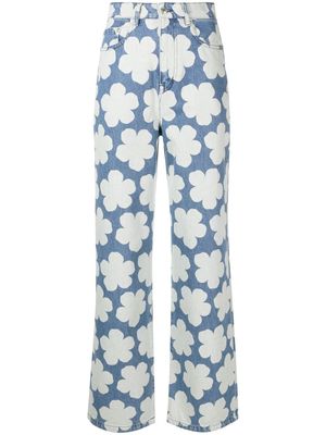 Kenzo Ayame floral-print wide-leg jeans - Blue