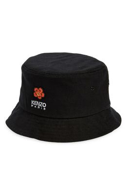 KENZO Boke Flower Appliqué Canvas Bucket Hat in 99- Black