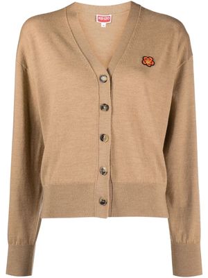Kenzo Boke Flower-appliqué wool cardigan - Brown