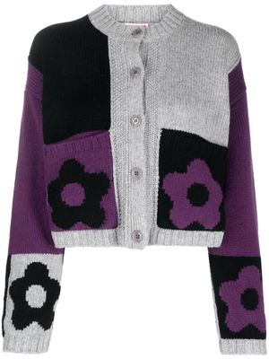 Kenzo Boke Flower Checkerboard cropped cardigan - Purple