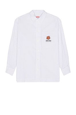 Kenzo Boke Flower Crest Stripe Shirt in White