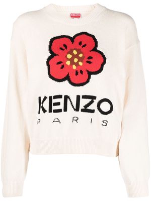 Kenzo Boke Flower intarsia-knit jumper - White