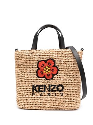 Kenzo Boke Flower straw tote bag - Neutrals