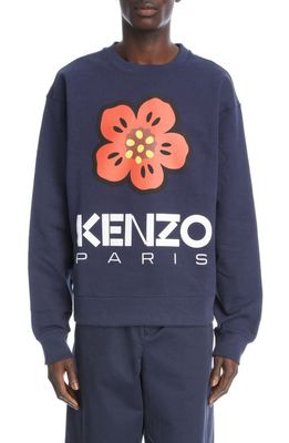 KENZO Boke Flower Stretch Cotton Graphic Sweatshirt in Midnight Blue