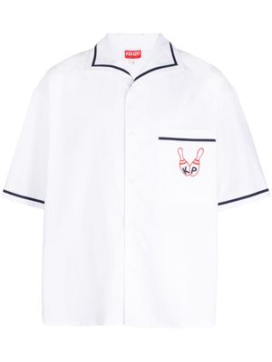 Kenzo Bowling Elephant-embroidered poplin shirt - White
