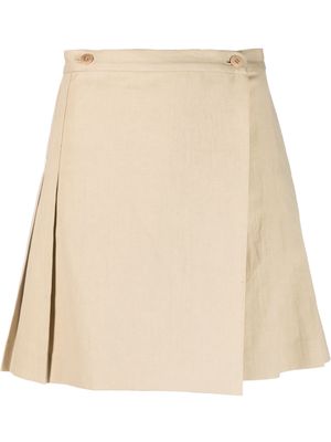 Kenzo box-pleated A-line wrap miniskirt - Neutrals