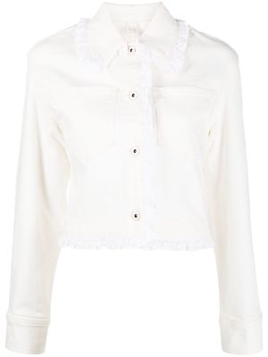 Kenzo broderie-anglaise cropped denim jacket - Neutrals