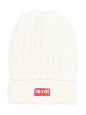 Kenzo cable-knit beanie hat - White