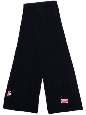 Kenzo cable-knit wool scarf - Blue