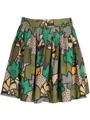 Kenzo camouflage-print pleated mini skirt - Green
