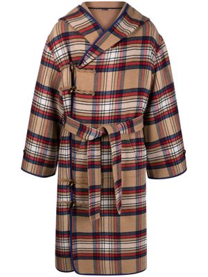 Kenzo check-print reversible coat - Neutrals