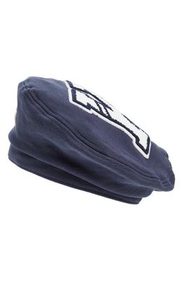 KENZO Chenille Logo Patch Beret in 77 - Midnight Blue