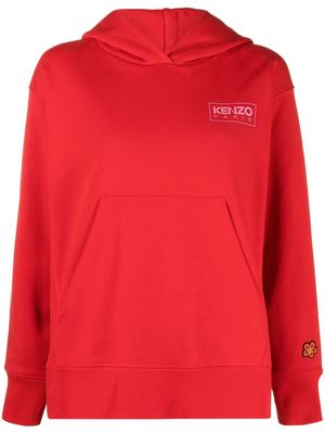Kenzo chest logo-print detail hoodie - Red