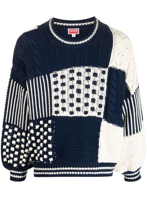Kenzo chunky-knit panelled jumper - Blue