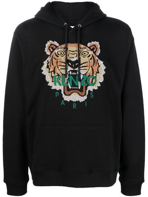 Kenzo cross stitch tiger logo hoddie - Black