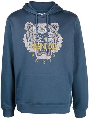 Kenzo cross stitch tiger logo hoodie - Blue