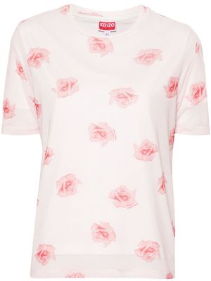 Kenzo double-layered floral T-shirt - Pink