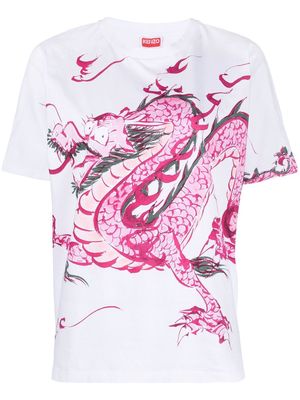 Kenzo dragon-print round-neck T-shirt - White