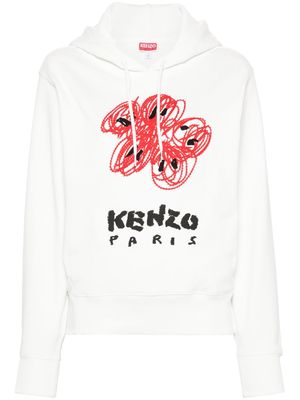 Kenzo Drawn Flowers embroidered hoodie - White