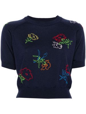 Kenzo Drawn Flowers-embroidered jumper - Blue