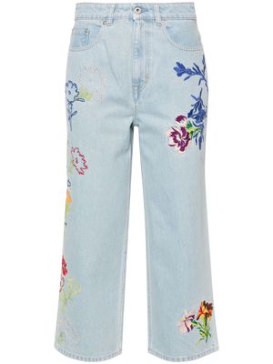 Kenzo Drawn Flowers mid-rise wide-leg jeans - Blue