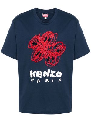 Kenzo Drawn Varsity cotton T-shirt - Blue