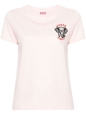 Kenzo Elephant Crest-embroidered cotton T-shirt - Pink