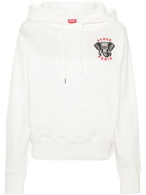 Kenzo Elephant Crest-embroidered hoddie - White