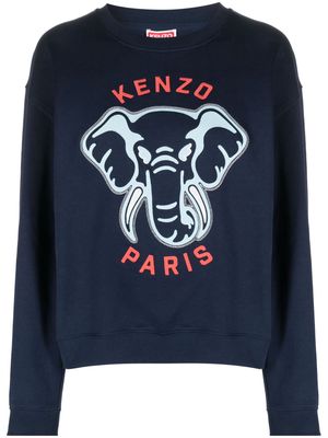Kenzo Elephant-embroidered cotton sweatshirt - Blue