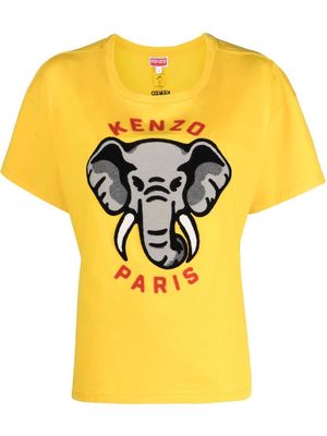 Kenzo Elephant-embroidered T-shirt - Yellow