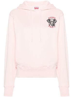Kenzo elephant-embroidery cotton hoodie - Pink