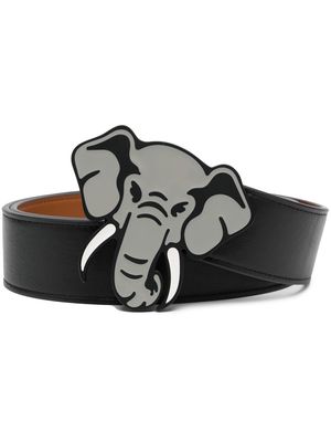 Kenzo elephant motif leather belt - Black