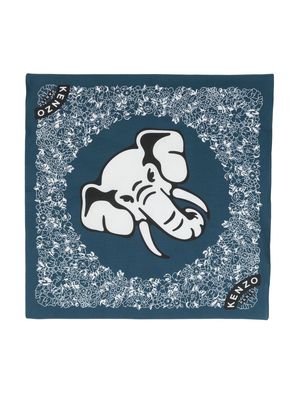 Kenzo elephant-print cotton scarf - Blue