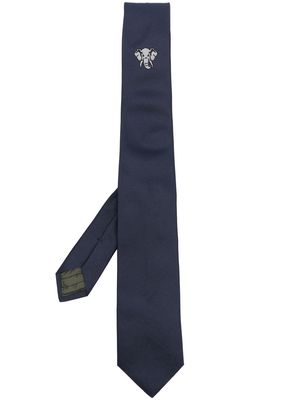 Kenzo embroidered-detail silk tie - Blue