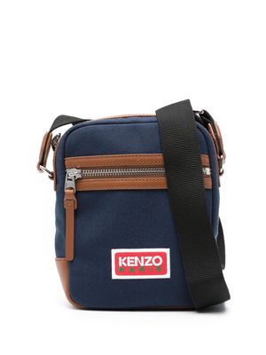 Kenzo embroidered-logo canvas messenger bag - Blue
