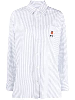 Kenzo embroidered-logo pinstripe shirt - 77BLEU