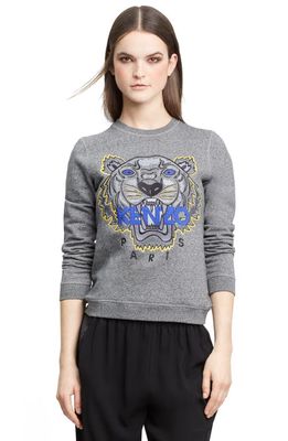 KENZO Embroidered Tiger Cotton Sweatshirt in Anthracite