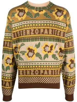 Kenzo fair isle intarsia-knit crew-neck jumper - Brown