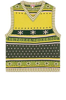 Kenzo Fairisle Vest in Green,Yellow