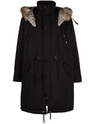 Kenzo faux-fur-detailed hooded coat - Black