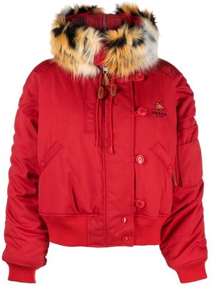 Kenzo faux-fur hooded padded jacket - Red