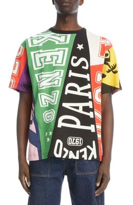 KENZO Flag Print Oversize Cotton T-Shirt in Green Multicolor