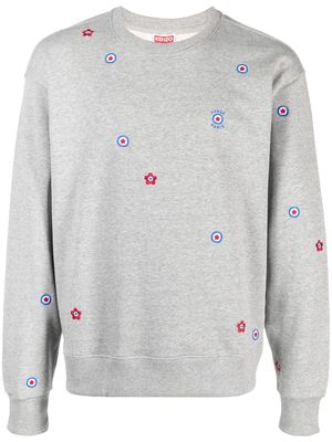 Kenzo floral-embroidered cotton sweatshirt - Grey