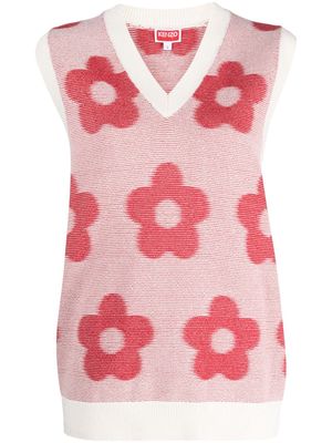 Kenzo floral-embroidered cotton vest - Neutrals