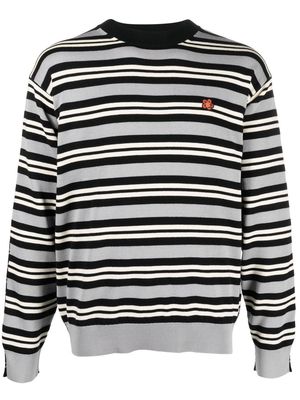 Kenzo floral-embroidered striped jumper - Grey