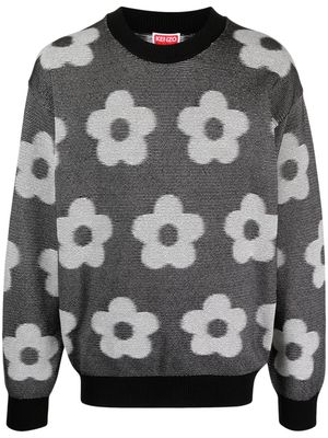 Kenzo floral-intarsia knit cotton jumper - Black