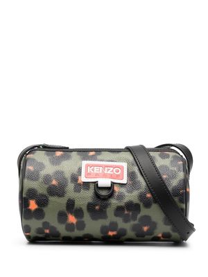Kenzo floral leopard-print shoulder bag - Black