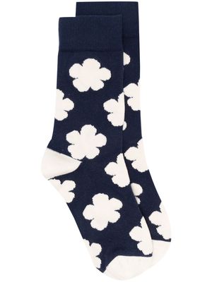 KENZO floral-print ankle socks - Blue