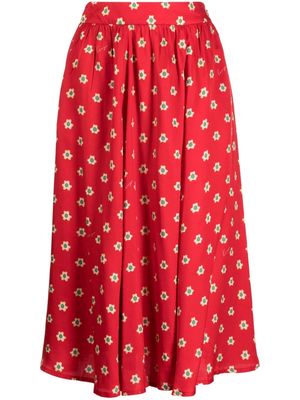 Kenzo floral-print high-waist midi skirt - Red