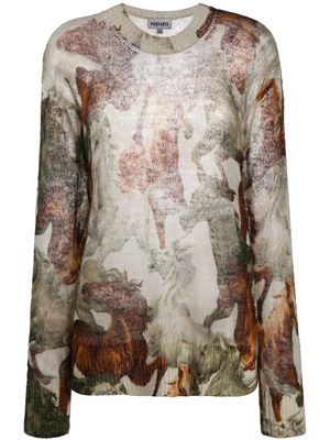 Kenzo floral-print knitted jumper - Black